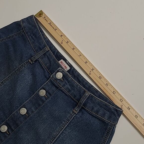 6 LIKE NEW STRETCH DENIM A LINE FULL ACADEMIA BUTTON FLY SKIRT MOSSIMO MEDIUM - Picture 4 of 7